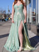 Sparkly Sweetheart Sleeveless Side Slit A-line Floor Length Prom Dress,SWS2547