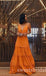 Orange Deep V-neck Sleeveless Aline Long Prom Dress,SWS2463