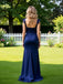 Elegant Sleeveles Ruffles Side Slit Mermaid Long Prom Party Dress,SWS2614