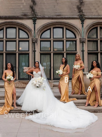 Mismatched Elegant Sleeveless Side slit Sheath Simple Long Mermaid Dressess, SWE1381