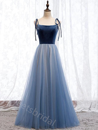Elegant Square Neckline Sleeveless  A-line Long Prom Dress,SWS2138