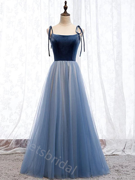 Elegant Square Neckline Sleeveless  A-line Long Prom Dress,SWS2138