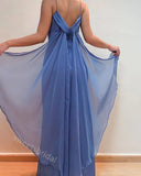 Slate Blue Spaghetti Straps Sleeveless Mermaid Long Floor Length Prom Dress,SWS2351