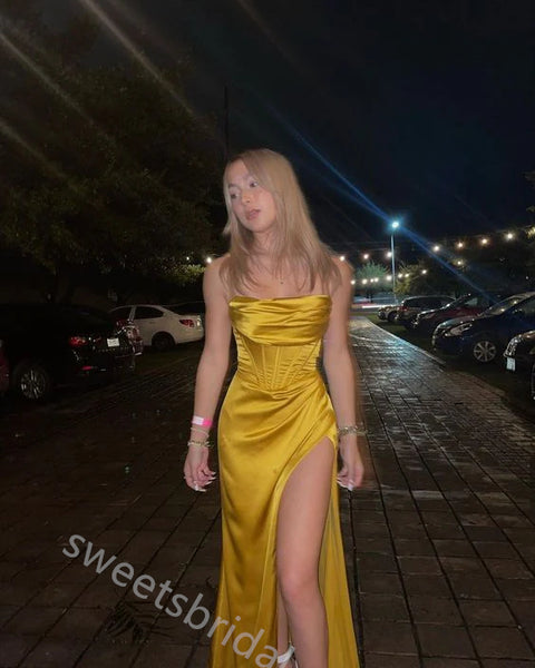 Elegant Sleeveless Side Slit Mermaid Floor Length Prom Dress,SWS2376