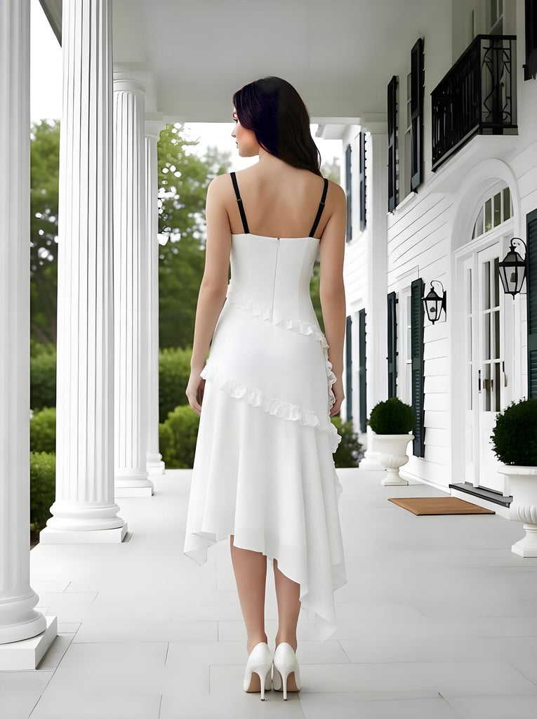 Cute Black Bow Knot Lace Ruffles Sleeveless Mermaid Long Prom Party Dress,SWS2600