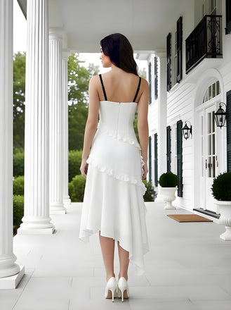 Cute Black Bow Knot Lace Ruffles Sleeveless Mermaid Long Prom Party Dress,SWS2600