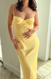 Yellow Sweetheart Sleeveless Sheath Floor Length  Prom Dress,SWS2294