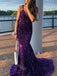 Sparkly V-neck Sleeveless Mermaid Floor Length  Prom Dress,SWS2298