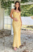 Yellow Sweetheart Sleeveless Sheath Floor Length  Prom Dress,SWS2294