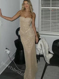 Sparkly Sweetheart Sleeveless Sheath Long Floor Length Prom Dress,SWS2329