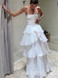 With Ruffles Strapless Sleeveless A-line Long Prom Dress,SWS2435