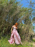 Sparkly Off Shoulder Side Slit  A-line Long Prom Dress,SWS2136