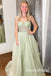 Elegant Spaghetti Straps A-line Long Floor Length Prom Dress,SWS2565