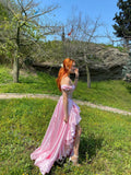 Sparkly Off Shoulder Side Slit  A-line Long Prom Dress,SWS2136
