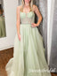 Elegant Spaghetti Straps A-line Long Floor Length Prom Dress,SWS2565