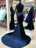 Elegant V-neck Sleeveless Mermaid Long Prom Dress,SWS2094