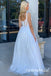 Sparkly White Square Sleeveless A-line Floor Length Prom Dress,SWS2551