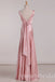 Pink Elegant V-neck Sleeveless A-line Long Prom Dress,SWS2447