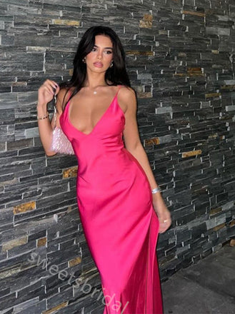 Sexy V-neck Sleeveless Mermaid Floor Length Prom Dress,SWS2392