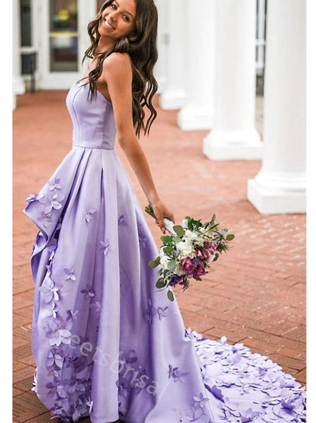 Elegant Sweetheart Sleeveless A-line High Low Prom Dress,SWS2225
