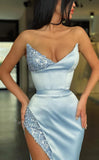 Sexy Strapless Side slit Mermaid Long Prom Dress,SWS2052