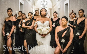 Mismatched Sexy One shoulder Sleeveless Side slit Sheath Long Mermaid Dressess, SWE1382