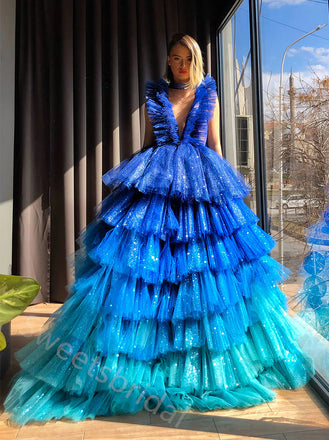 Sexy V-neck Sleeveless A-line Floor length Prom Dress,SWS2159