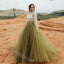 Elegant Long Sleeves A-line Two Pieces Floor Length  Prom Dress,SWS2224