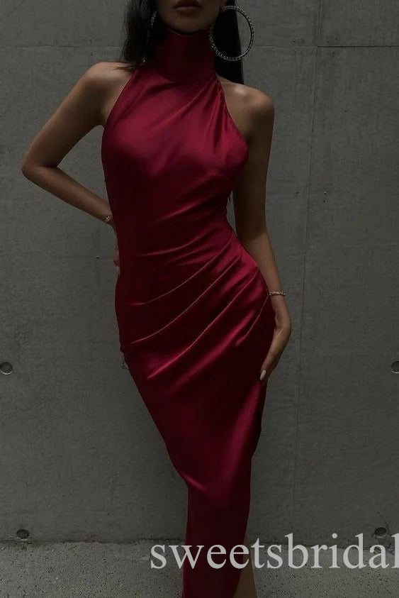 Sexy Halter Side Slit Sleeveless Mermaid Long Prom Dress,SWS2465