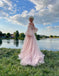 Elegant Off Shoulder Long Sleeves A-line Floor length Prom Dress,SWS2158
