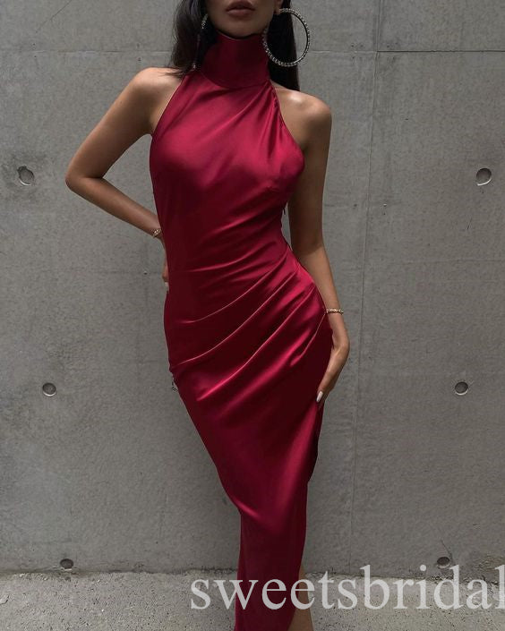 Sexy Halter Side Slit Sleeveless Mermaid Long Prom Dress,SWS2465