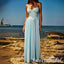 Light Blue V-neck Sleeveless A-line Floor Length Prom Dress,SWS2552