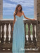 Light Blue V-neck Sleeveless A-line Floor Length Prom Dress,SWS2552