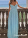 Light Blue V-neck Sleeveless A-line Floor Length Prom Dress,SWS2552