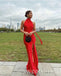 Red Halter Sleeveless Side Slit Mermaid Long Prom Dress,SWS2445