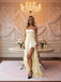Simple Yellow High Low Side Slit Sleeveless A-Line Long Prom Party Dress,SWS2623