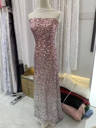 Sparkly Strapless Sleeveless Mermaid Floor Length Prom Dress,SWS2209