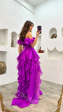 Sexy Off shoulder Sleeveless Ruffle A-line Floor length Prom Dress,SWS2156