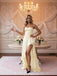 Simple Yellow High Low Side Slit Sleeveless A-Line Long Prom Party Dress,SWS2623