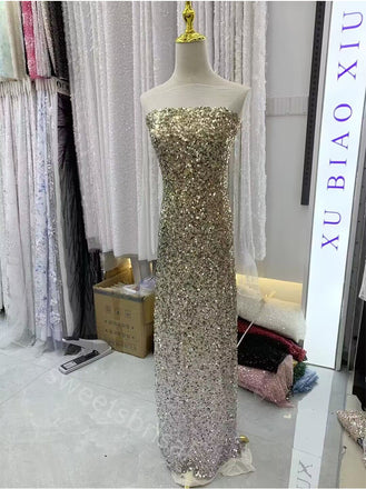 Sparkly Strapless Sleeveless Mermaid Floor Length Prom Dress,SWS2209