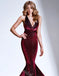 Sexy V-neck Sleeveless Mermaid Floor Length Prom Dress,SWS2399