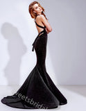 Sparkly V-neck Sleeveless Mermaid Floor Length Prom Dress,SWS2390