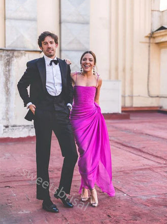 Simple Spaghetti Straps Side Slit Sheath Floor Length Prom Dress,SWS2203