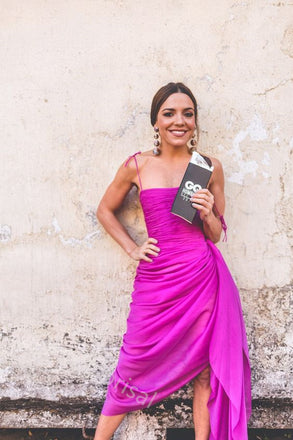 Simple Spaghetti Straps Side Slit Sheath Floor Length Prom Dress,SWS2203