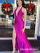 Azalea Halter Sleeveless Side Slit Mermaid Floor Length Prom Dress,SWS2549