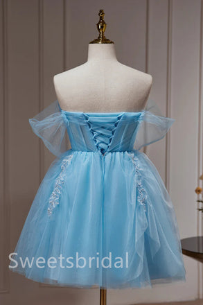 Elegant Strapless Sleeveless A-line Short Mini Homecoming Dress, BTW343