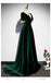 Velvet V-neck Short Sleeves A-line Floor Length  Prom Dress,SWS2292