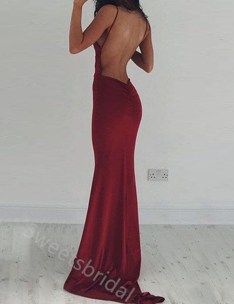 Sexy Spaghetti Straps V-neck Mermaid Long Prom Dress,SWS2135