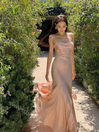 Ruffle Spaghetti Straps Sleeveless Mermaid Long Floor Length Prom Dress,SWS2352