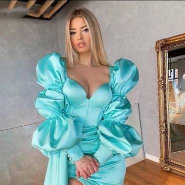 Elegant Long Sleeves Side Slit Mermaid Long Prom Dress,SWS2090